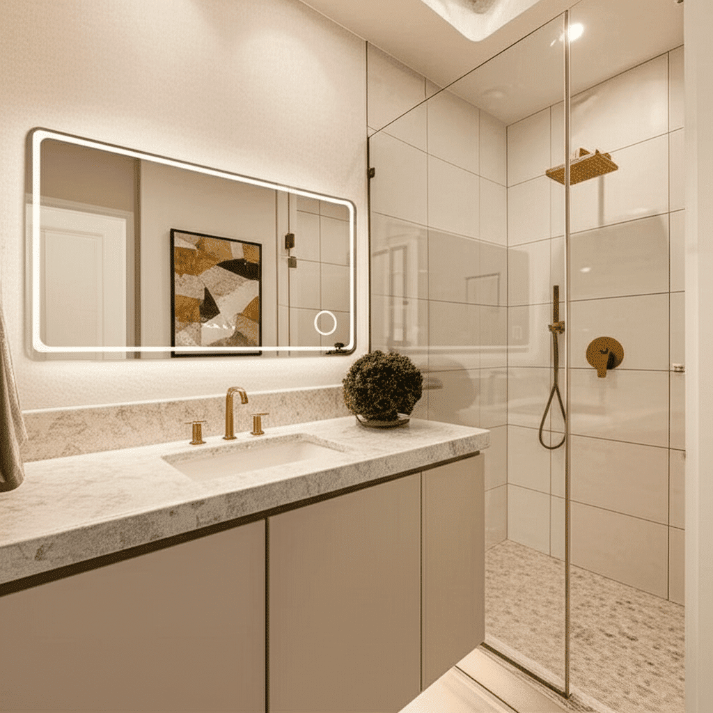 rectangle led mirror with curved corner-ab