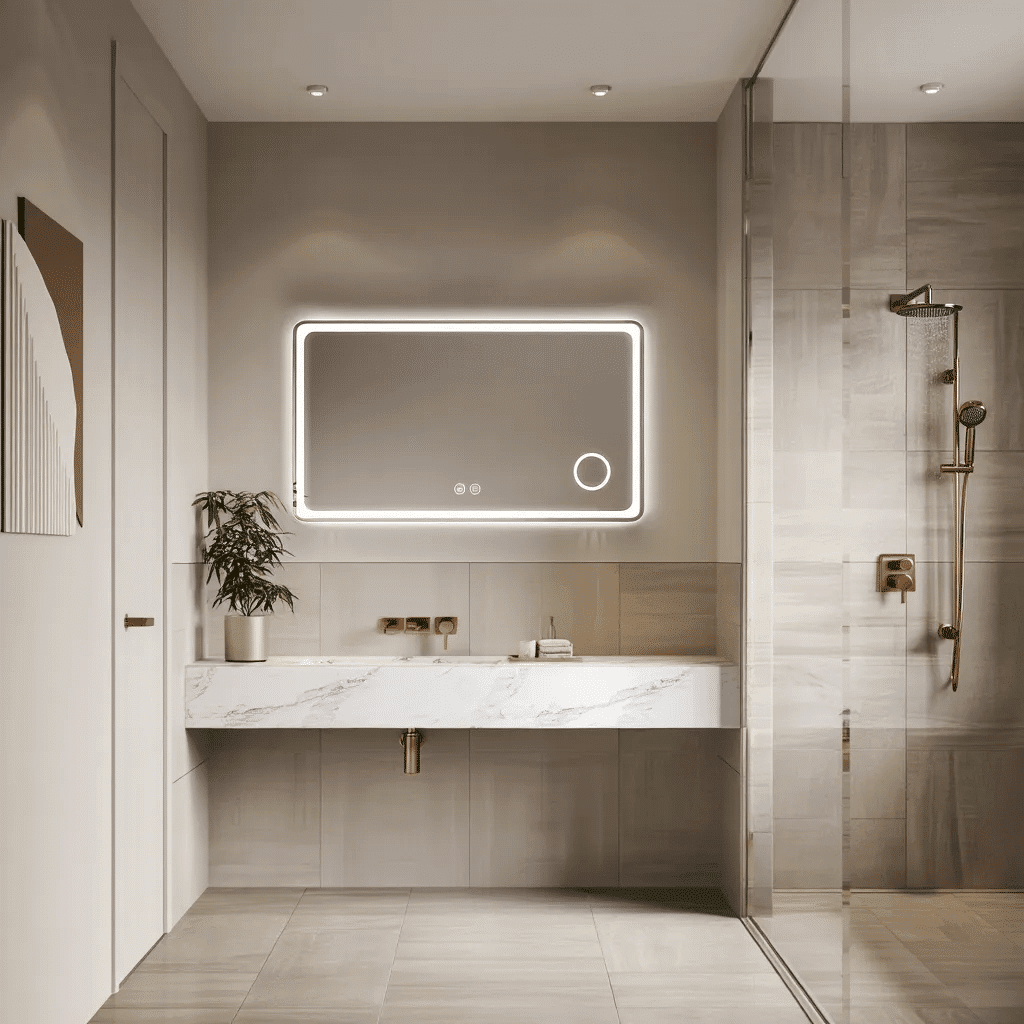 rectangle led mirror with curved corner-ab