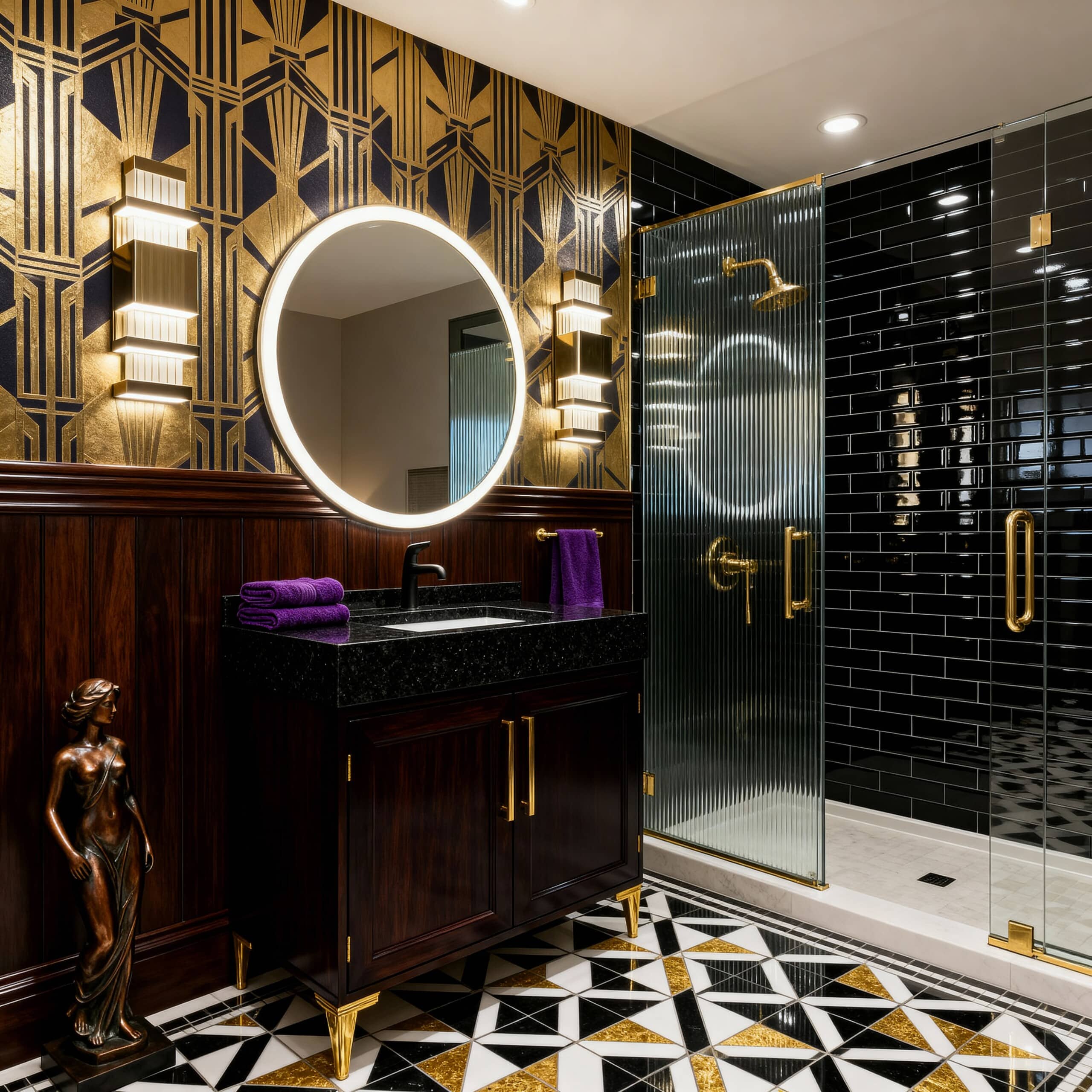 Smart Round LED Mirror with Clock Display for Bathroom