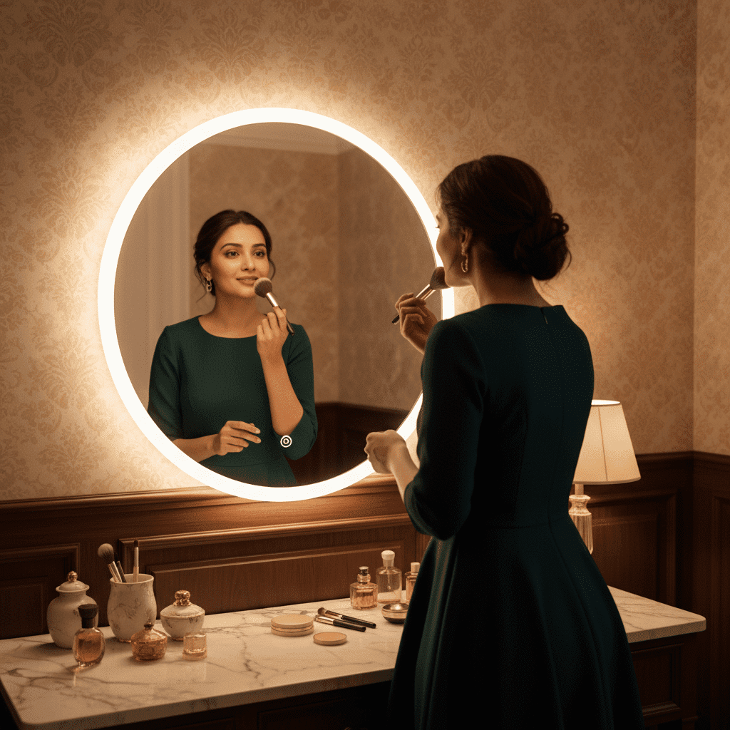 Round LED Bathroom Mirror with Anti-Fog & Touch Sensor