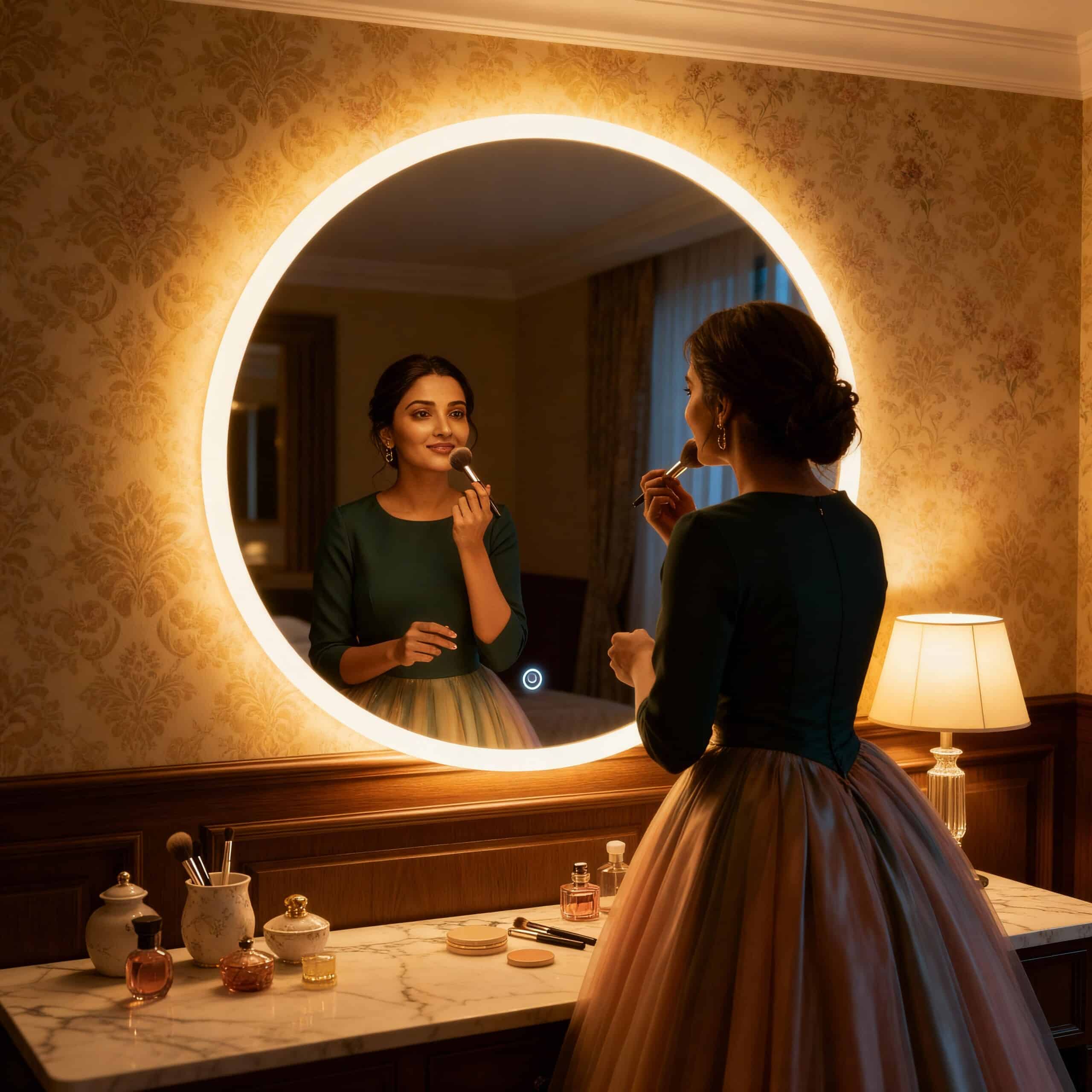 Round LED Bathroom Mirror with Anti-Fog & Touch Sensor
