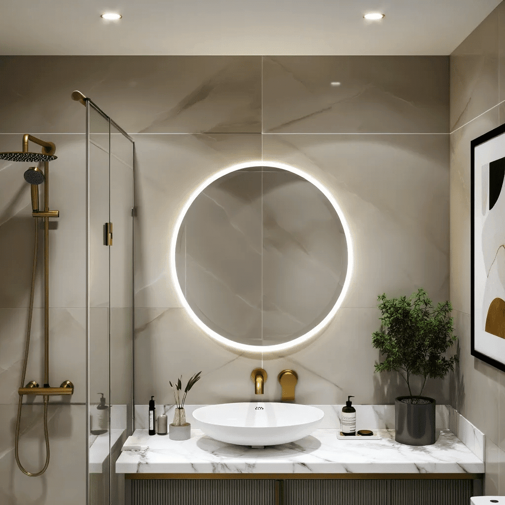 Round LED Bathroom Mirror with Anti-Fog & Touch Sensor