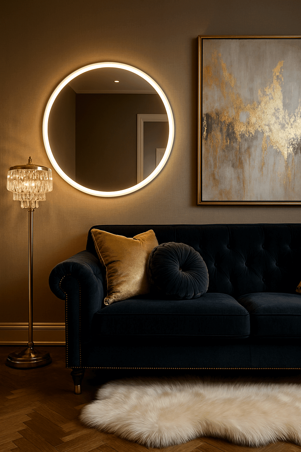Round LED Bathroom Mirror with Anti-Fog & Touch Sensor