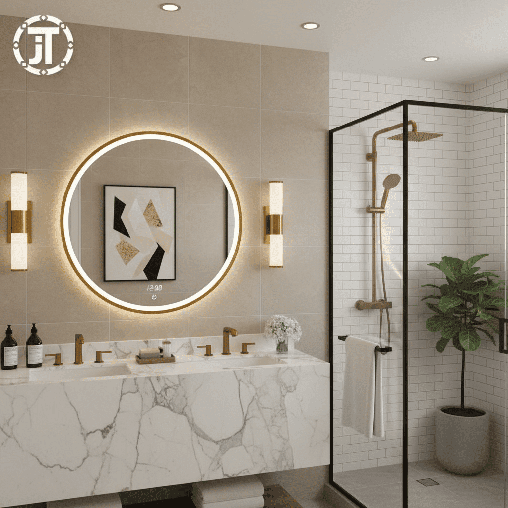 Round LED Mirror with Ambient Glow 1