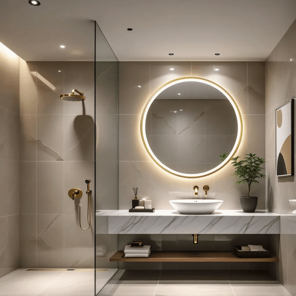 Round LED Mirror with Ambient Glow 1