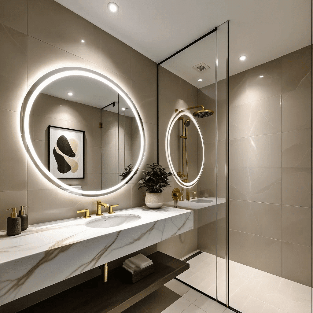 Dual Tone Round LED Mirror with Touch Sensor & Anti-Fog