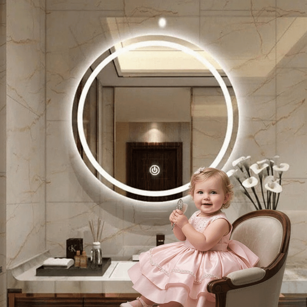 Dual Tone Round LED Mirror with Touch Sensor & Anti-Fog