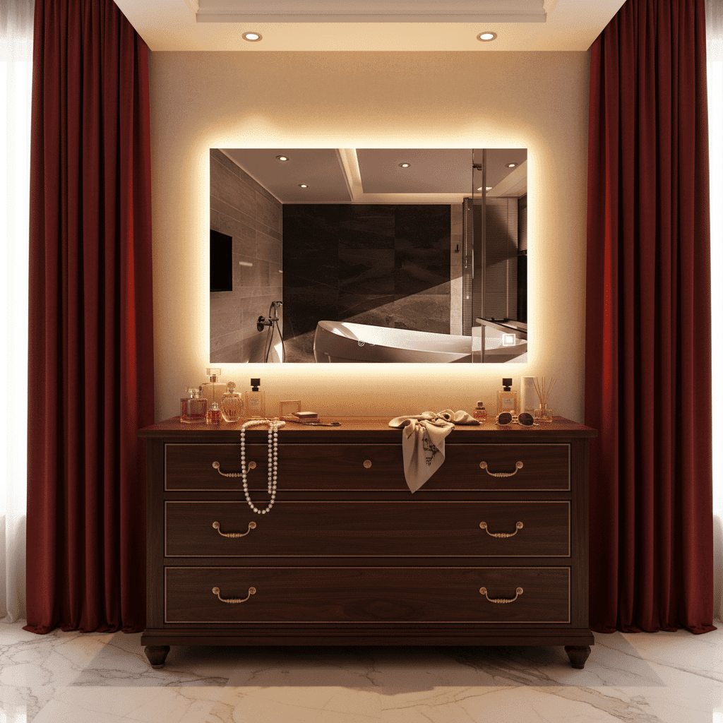 Scandinavian Style Bathroom with Backlit Mirror Design