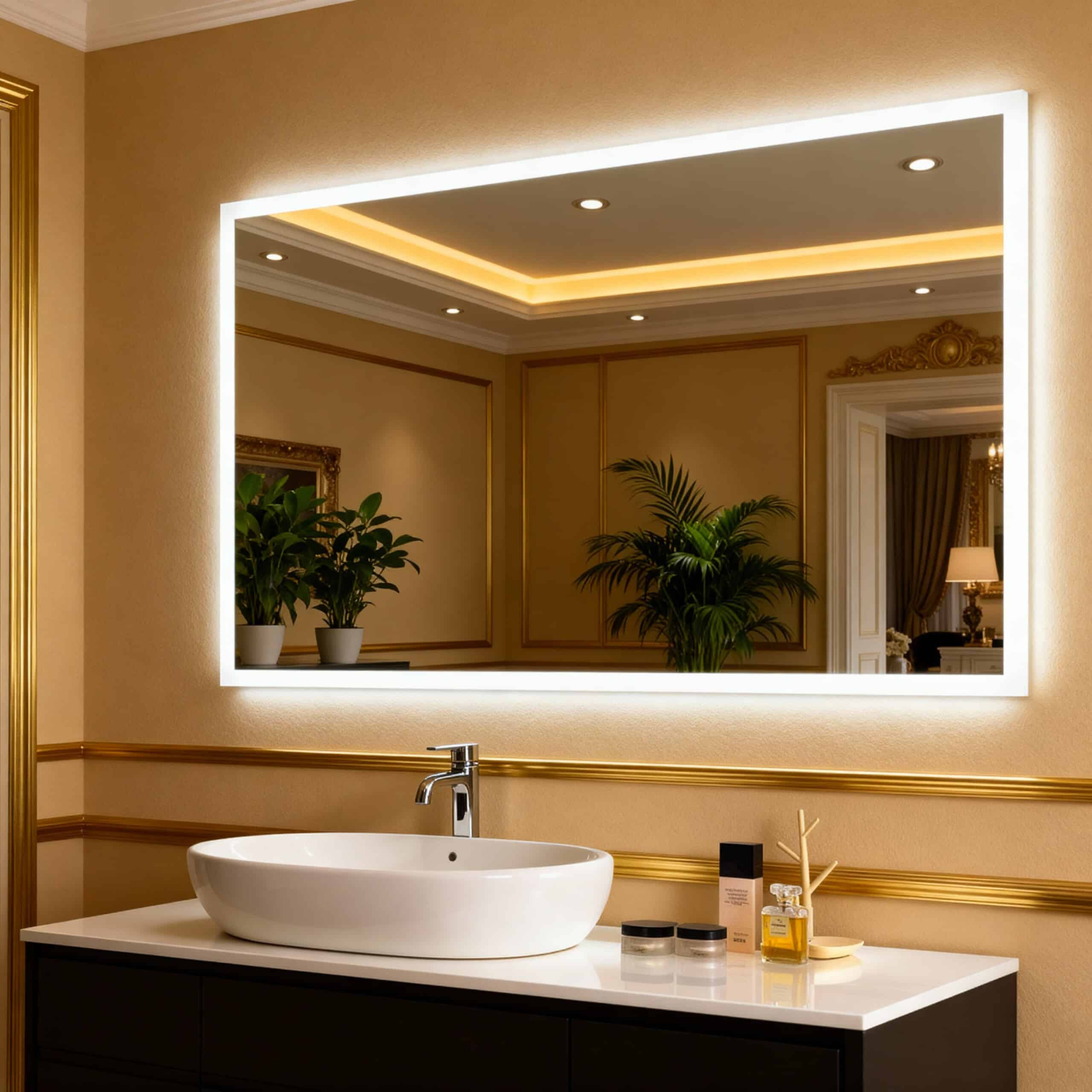Scandinavian Style Bathroom with Backlit Mirror Design