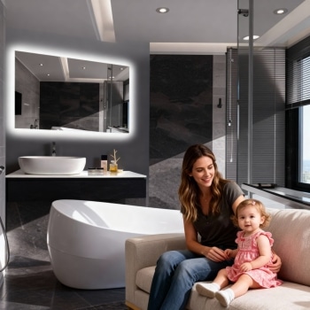 Bathroom wall mounted barber shop mirrors illuminated light vanity led android smart bath mirrors 3