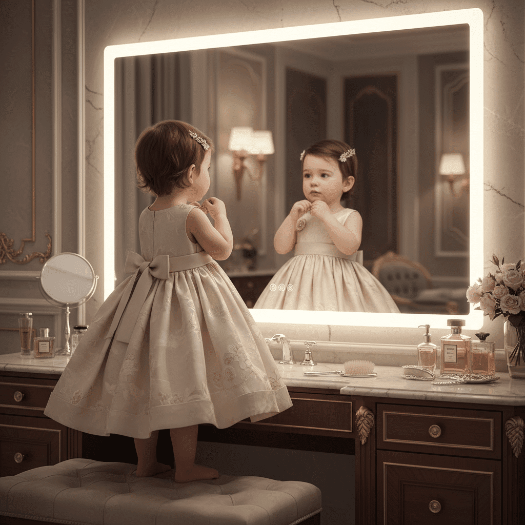 Scandinavian Style Bathroom with Backlit Mirror Design