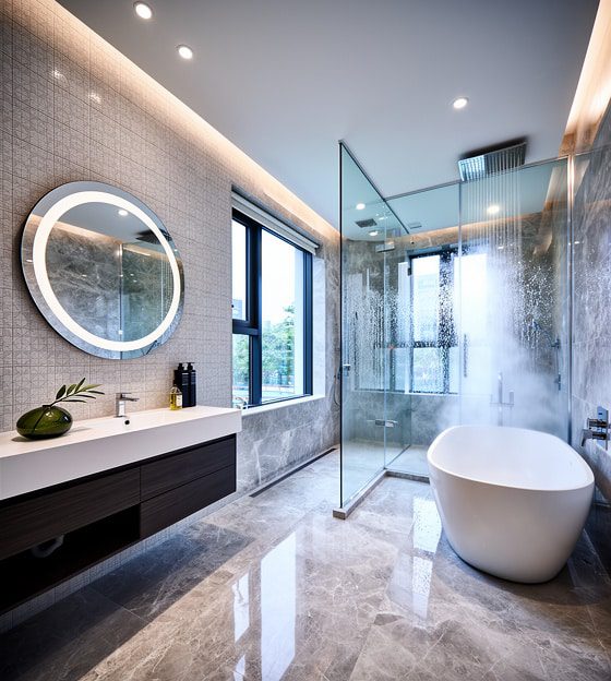 Round LED Mirror with Ambient Halo Lighting