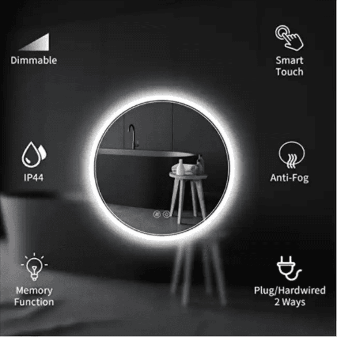 Smart LED Round Mirror with Digital Display for Stylish Bathrooms Smart LED Round Mirror with Digital Display for Stylish Bathrooms