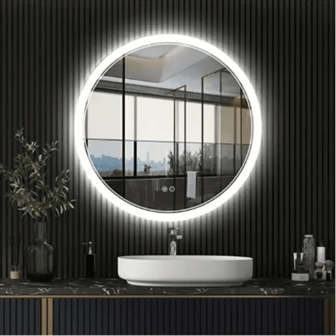 Smart LED Round Mirror with Digital Display for Stylish Bathrooms Smart LED Round Mirror with Digital Display for Stylish Bathrooms