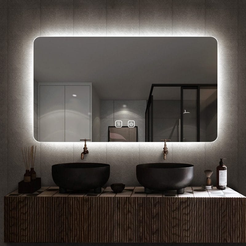 Scandinavian Style Bathroom with Backlit Mirror Design