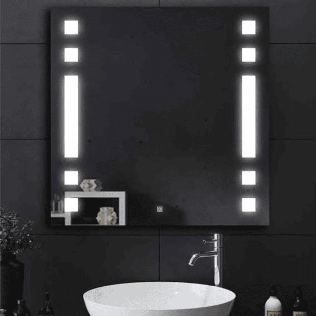 LuminaEdge™ LED Bathroom Mirror with Grid Lights – Ultra-Modern Square Design