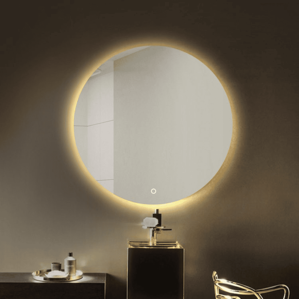 High quality wall smart touch sensor round copper free clear led illuminated bathroom backlit decorative mirror