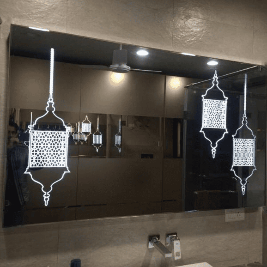 Decorative Bathroom Mirror with Light Border