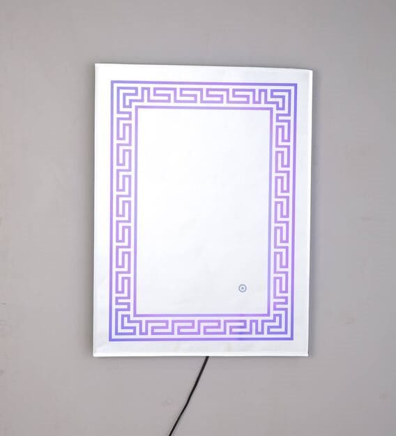 Modern Rectangular LED Vanity Mirror with Greek Border