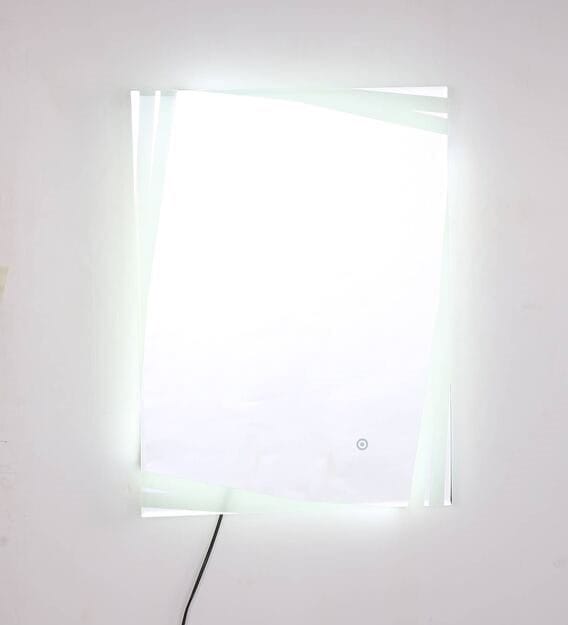 Faceted Wall Mirror with Subtle Backlight & Frameless Elegance