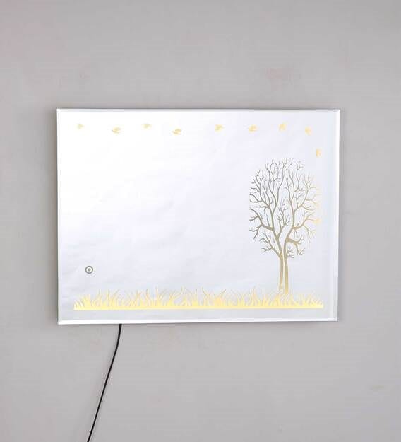 Frameless Floral Glass Mirror with Touch Sensor