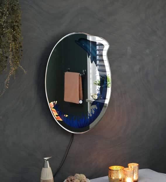 Vibrant Purple Frame Mirror with Touch Sensor