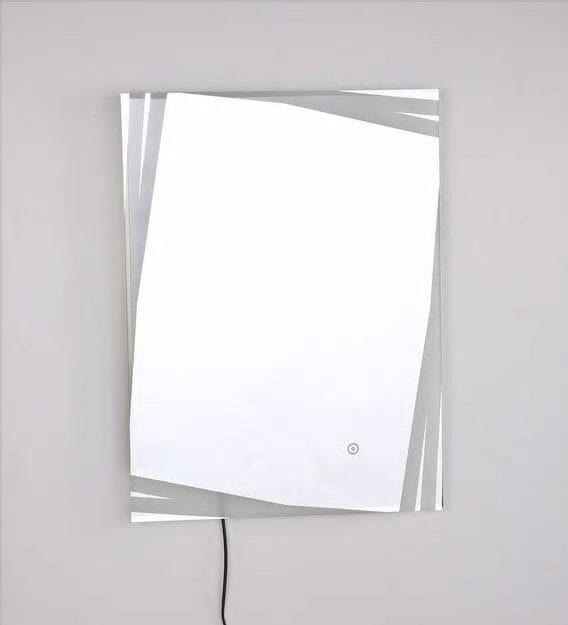Faceted Wall Mirror with Subtle Backlight & Frameless Elegance