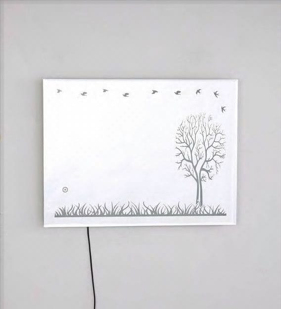 Frameless Floral Glass Mirror with Touch Sensor
