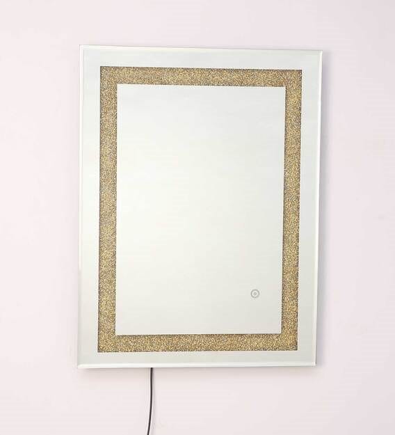 Golden Sparkle Rectangle Mirror with Touch Sensor
