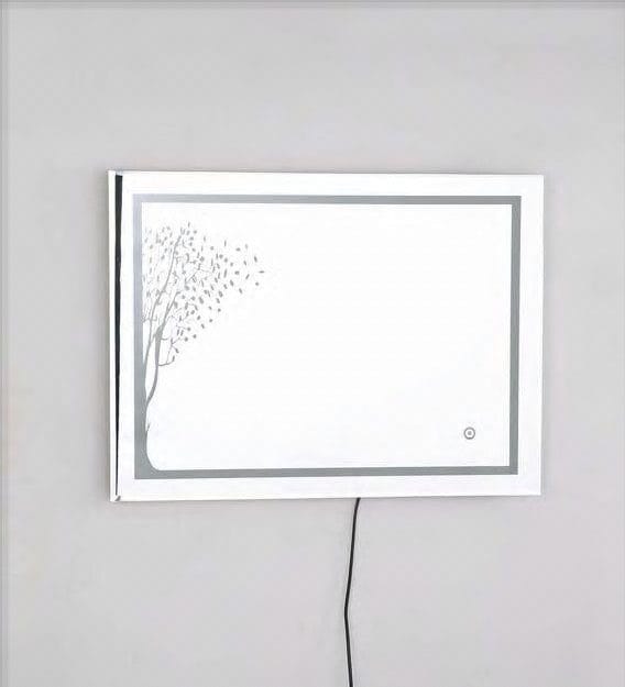 Large Rectangular LED Mirror with Digital Display and Ambient Lighting
