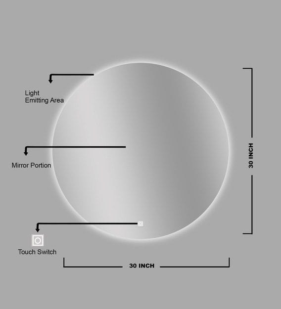 Large Round LED Bathroom Mirror with Ambient Backlight