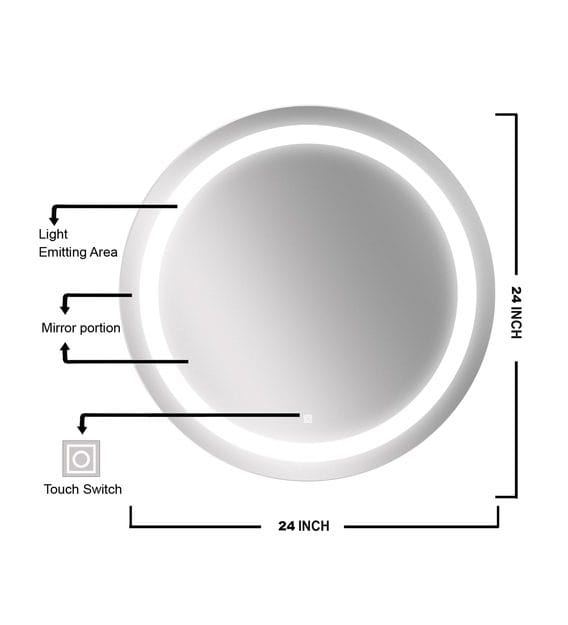 Round LED Mirror with Ambient Halo Lighting