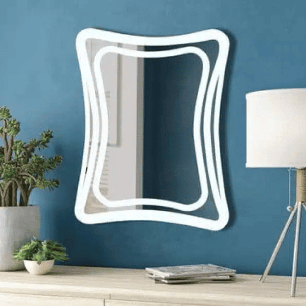 Curved LED Bathroom Mirror with Modern Design and Ambient Lighting