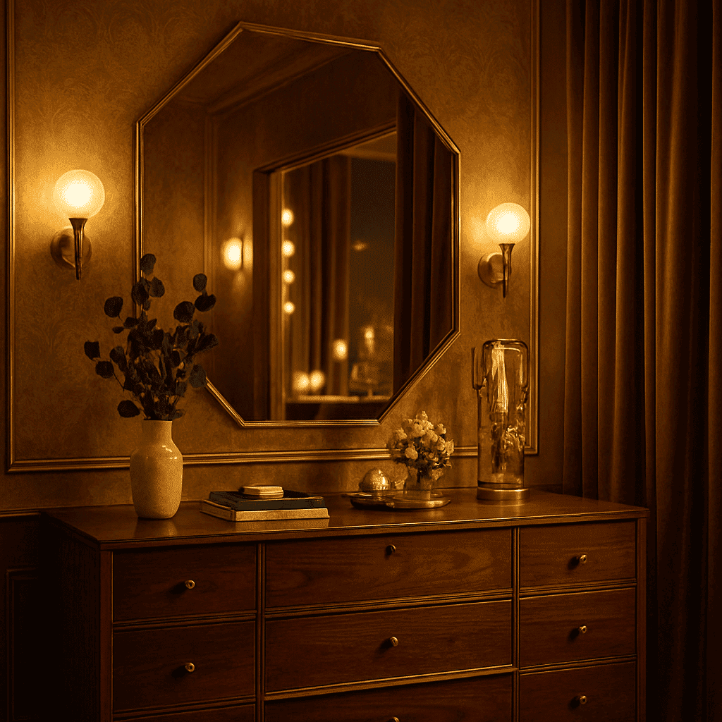 Geometric Luxe Mirror – Octagon Wall Mirror for Modern Living Spaces