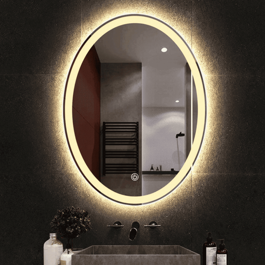 Elegant Oval LED Bathroom Mirror with Warm Backlight