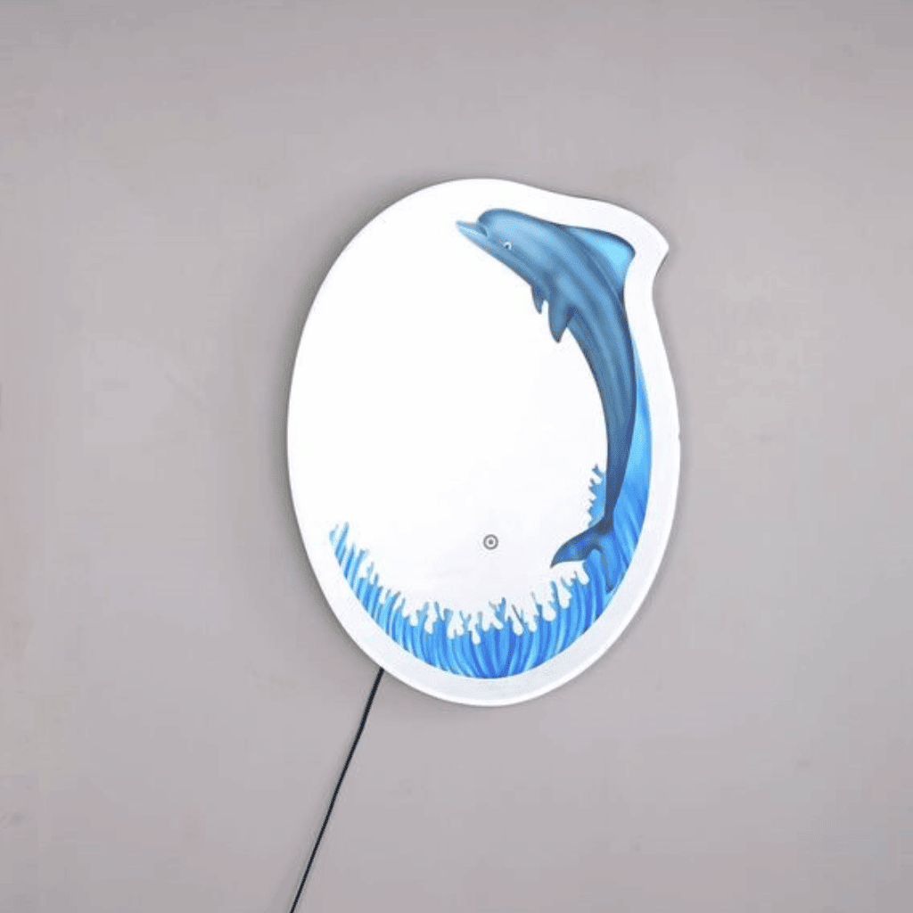 Vibrant Purple Frame Mirror with Touch Sensor