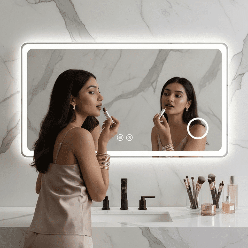 rectangle led mirror with curved corner-ab