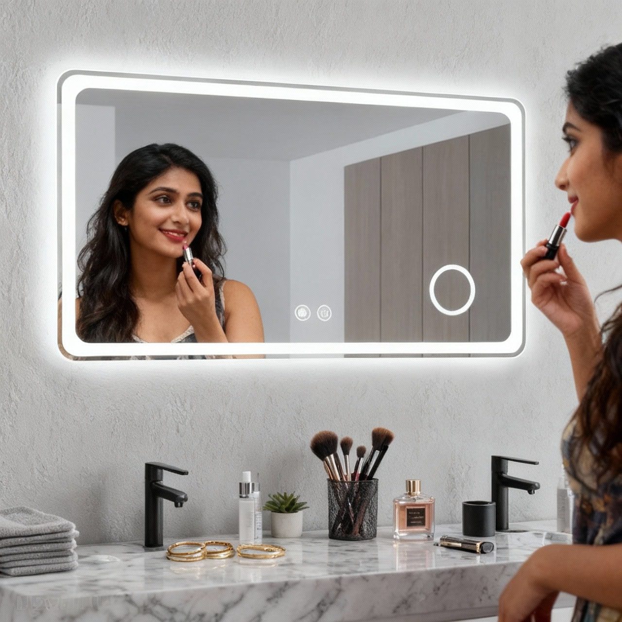 rectangle led mirror with curved corner-ab