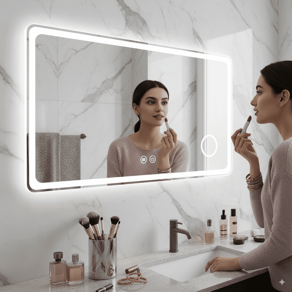 rectangle led mirror with curved corner-ab