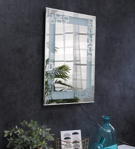 Rectangle Wall Mirror In Blue Colour Rectangle Wall Mirror In Blue Colour A0vu6o | LEDMirror.in