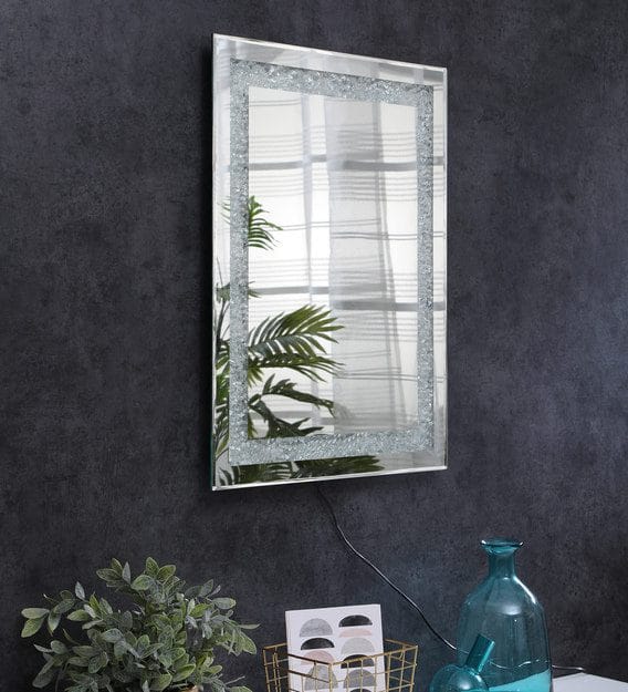LustraLux™ Gold Glow LED Mirror India – Crackled Frame Luxury Mirror with Warm Light and Touch Sensor