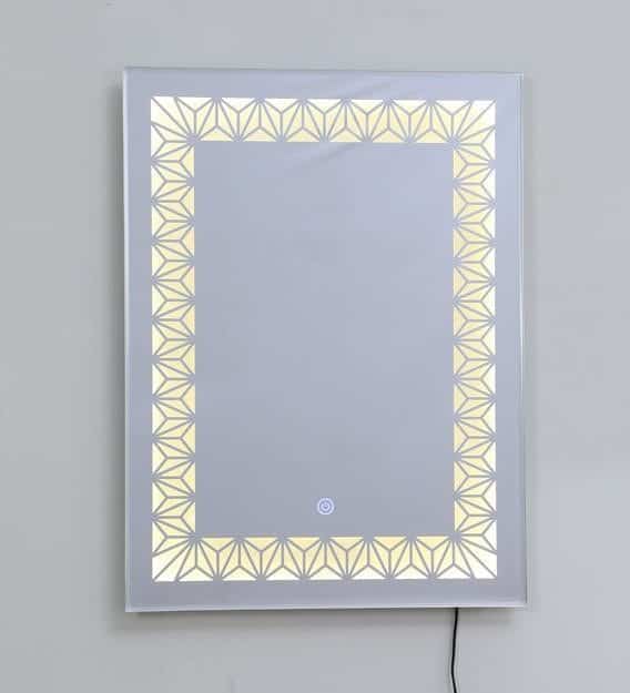 Rectangular Mirror with Golden Triangle Grid Lighting