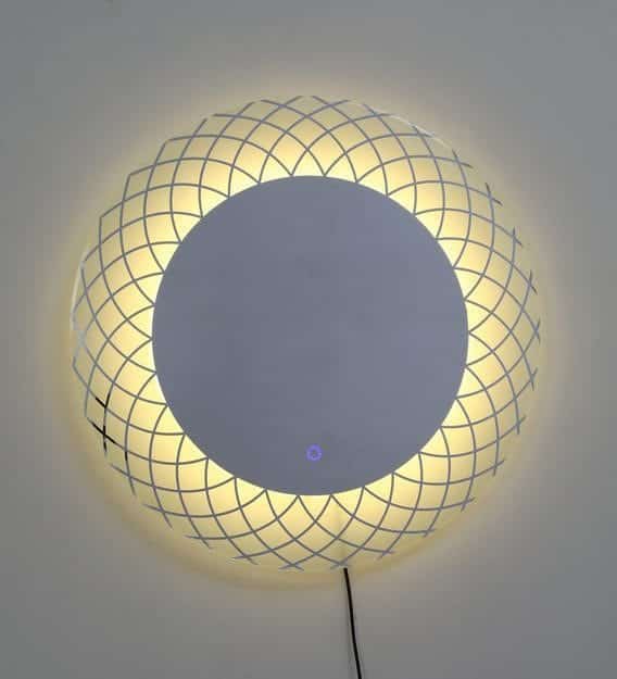 HaloGrid™ Golden Oval LED Mirror India – Etched Frame Mirror with Warm Glow and Touch Sensor