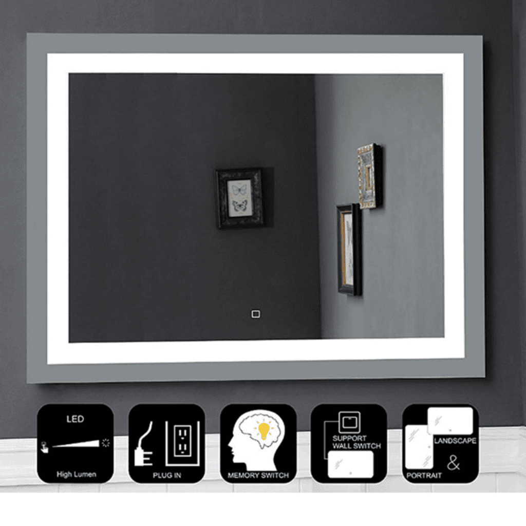 LED Mirror with Memory Switch – Modern Lighted Mirror for Bathrooms and Vanity Areas