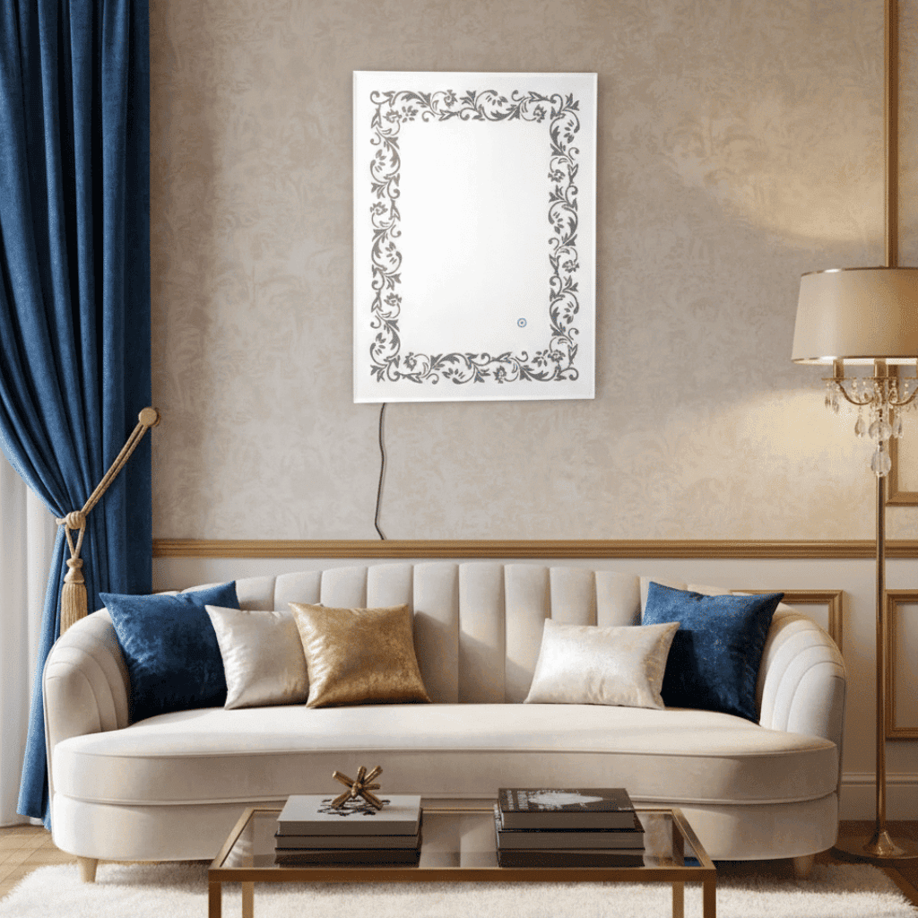 Luxury Floral Illuminated Bathroom Mirror