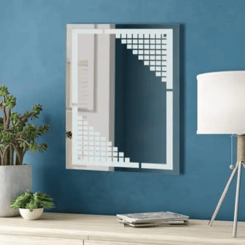 Geometric LED Bathroom Mirror with Contemporary Design and Integrated Lighting