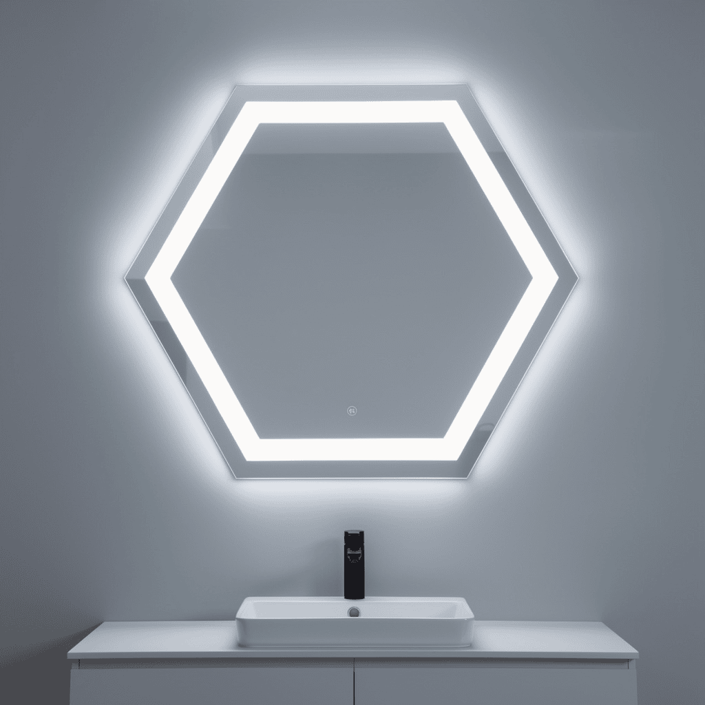 HexaGlow LED Bathroom Mirror – Futuristic Hexagon LED Frame