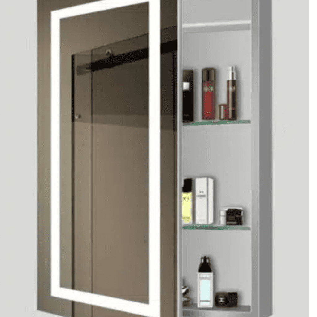 LED Mirror Cabinet with Storage – Wall-Mounted Smart Bathroom Organizer