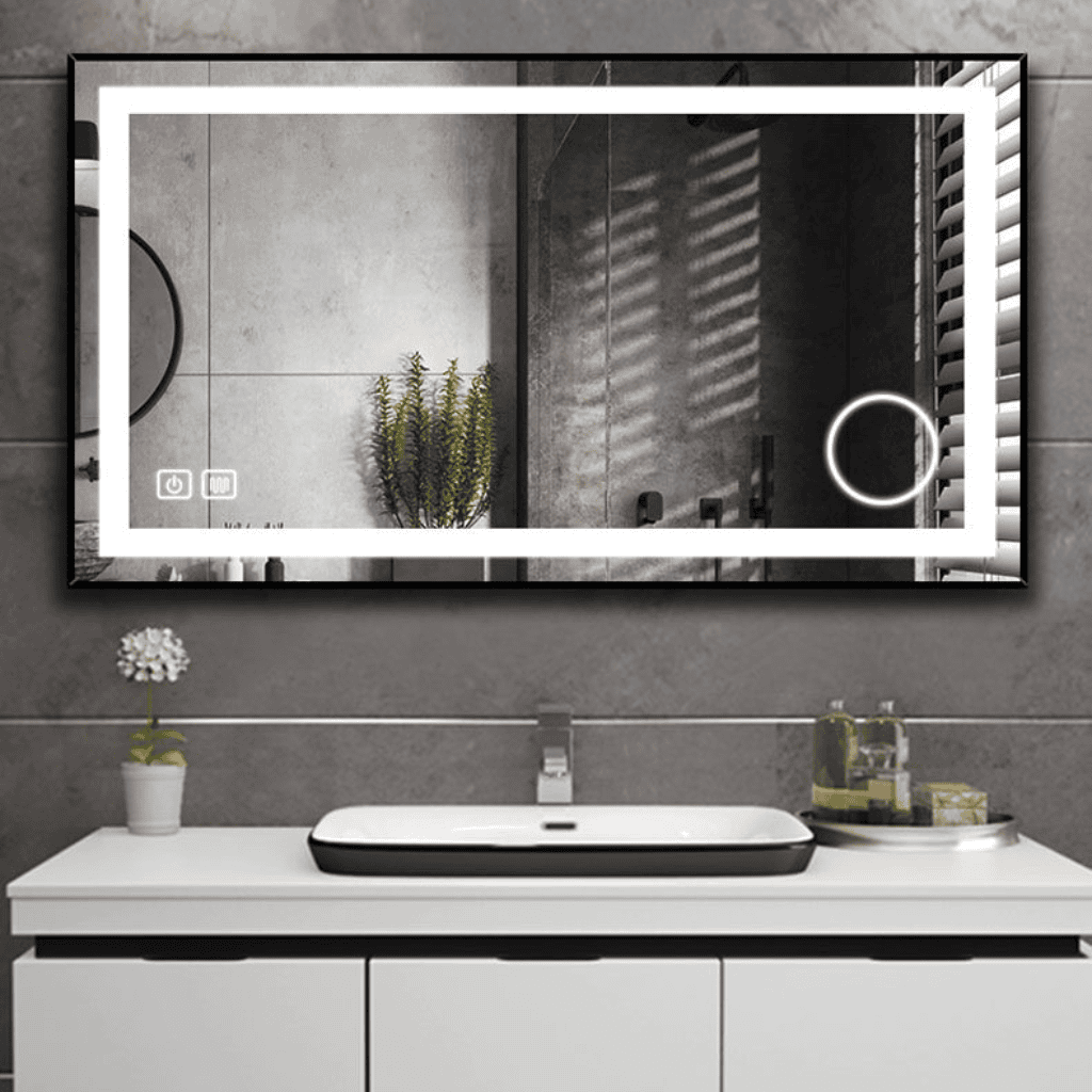 LuxeFrame™ Black LED Mirror India – Touch Sensor Mirror with Magnifier & Backlight LuxeFrame™ Black LED Mirror India – Touch Sensor Mirror with Magnifier & Backlight