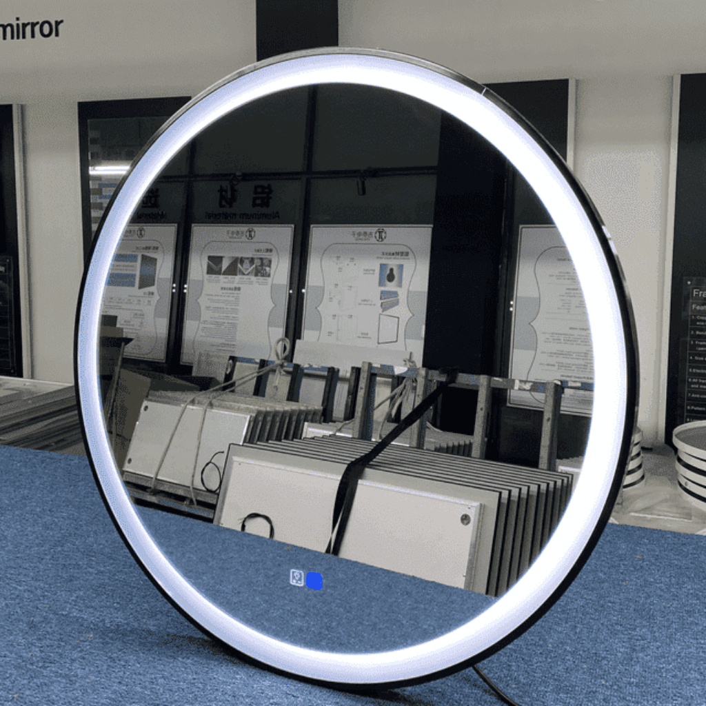 HaloLite™ Round Minimalist LED Bathroom Mirror with Digital Display 1